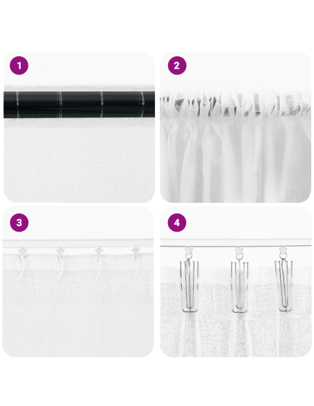Tende con tende 2 pcs Bianco 140 x 140 cm Poliestere