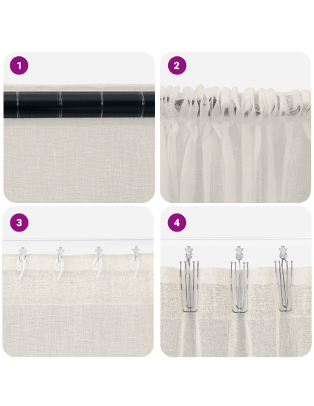Tende con tende 2 pcs Crema 140 x 245 cm Poliestere