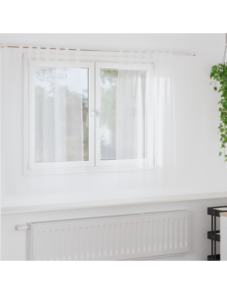 Tende con tende 2 pcs Bianco 140 x 140 cm Poliestere