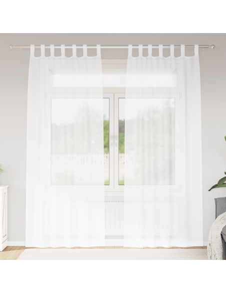 Tende con tende 2 pcs Bianco 140 x 245 cm Poliestere