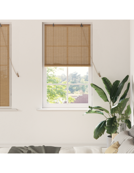 Tenda a rullo con tende Marrone 80 x 160 cm Bambù