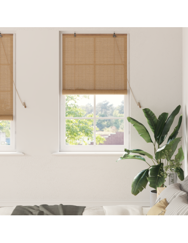 Tenda a rullo con tende Marrone 80 x 220 cm Bambù