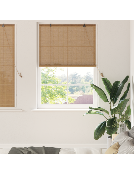 Tenda a rullo con tende Marrone 110 x 160 cm Bambù