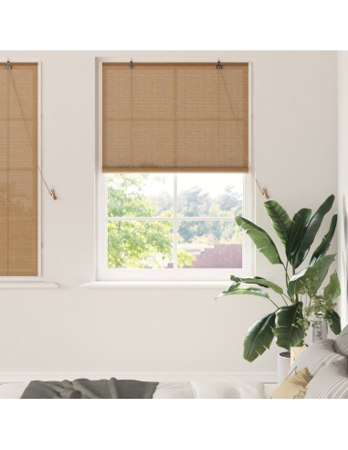 Tenda a rullo con tende Marrone 120 x 160 cm Bambù