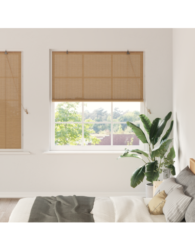 Tenda a rullo con tende Marrone 140 x 160 cm Bambù