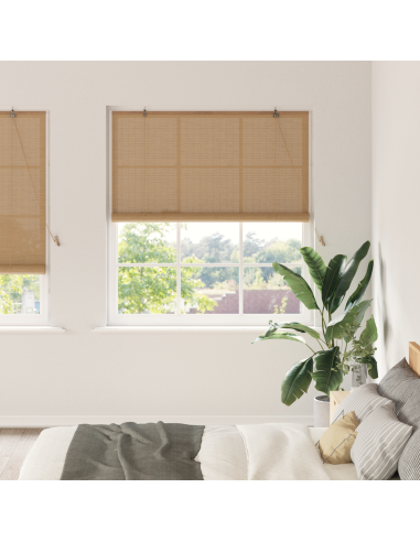Tenda a rullo con tende Marrone 140 x 220 cm Bambù