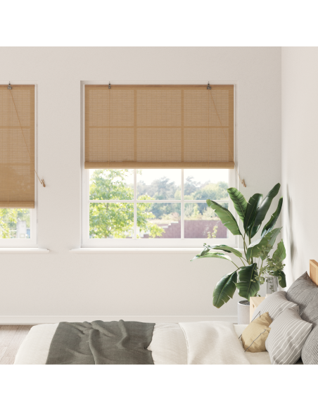 Tenda a rullo con tende Marrone 140 x 220 cm Bambù