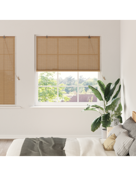 Tenda a rullo con tende Marrone 150 x 160 cm Bambù