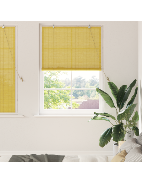 Tenda a rullo con tende Giallo 110 x 160 cm Bambù