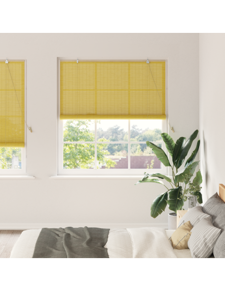Tenda a rullo con tende Giallo 140 x 220 cm Bambù
