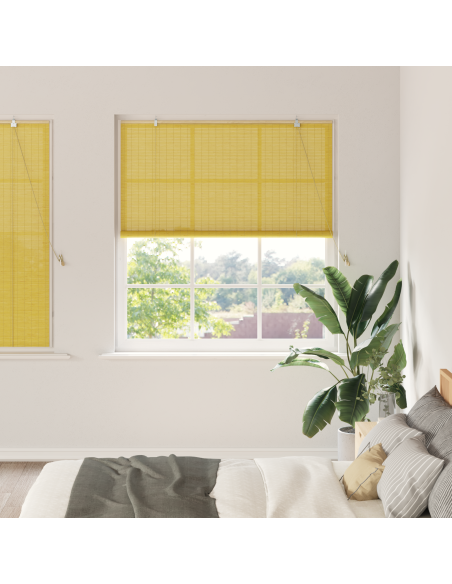 Tenda a rullo con tende Giallo 150 x 160 cm Bambù