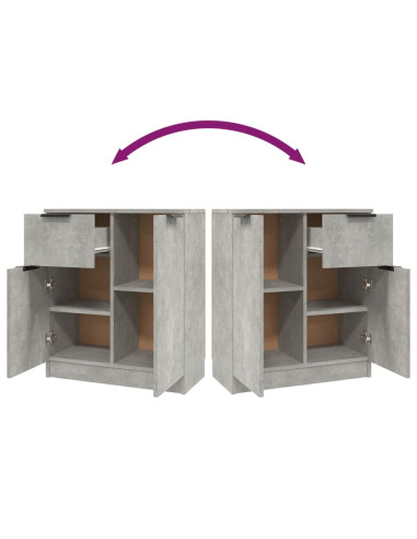 Credenze 2 pz Grigio Cemento 60x30x70 cm in Legno Multistrato