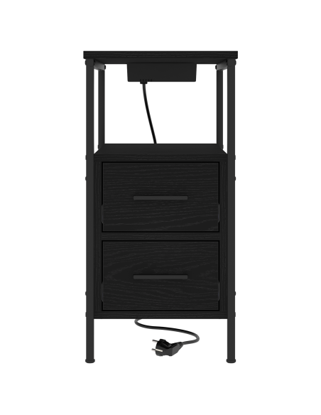 Armadio da Notte Rovere nero 30 x 48 x 61 cm Legno multistrato