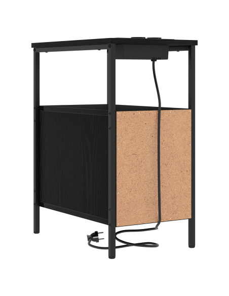 Armadio da Notte con cassetto 2 pcs Rovere Nero 30 x 48 x 61 cm