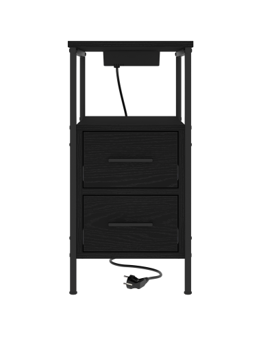Armadio da Notte con cassetto 2 pcs Rovere Nero 30 x 48 x 61 cm