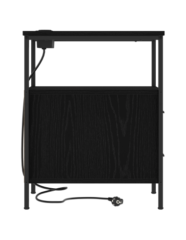 Armadio da Notte con cassetto 2 pcs Rovere Nero 30 x 48 x 61 cm