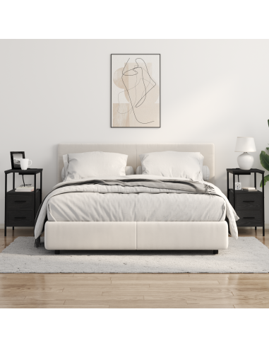 Armadio da Notte con cassetto 2 pcs Rovere Nero 30 x 48 x 61 cm