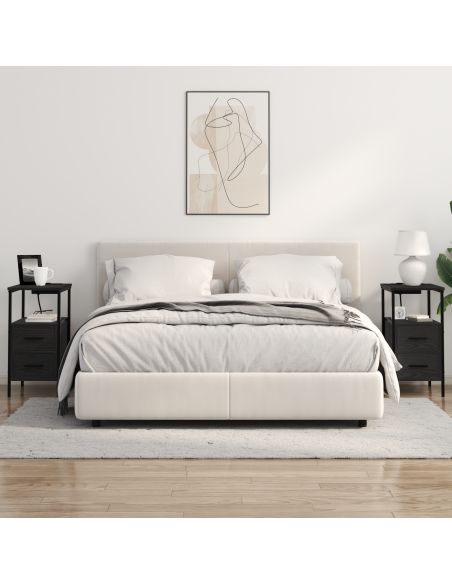 Armadio da Notte con cassetto 2 pcs Rovere Nero 30 x 48 x 61 cm