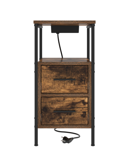 Armadio da Notte con cassetto 2 pcs Rovere fumé 30 x 48 x 61 cm