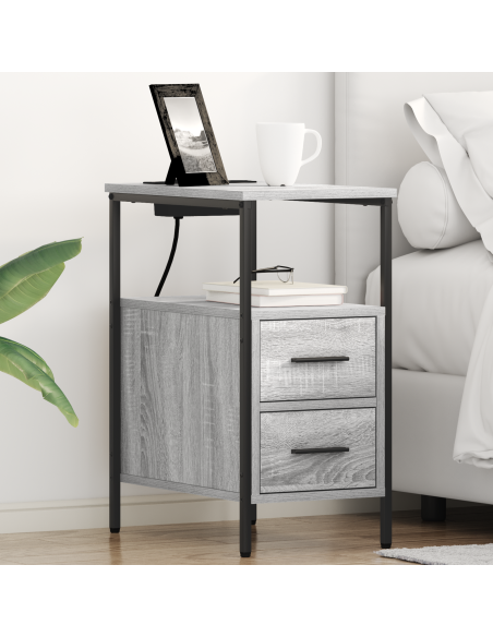 Armadio da Notte con cassetto Grigio sonoma 30 x 48 x 61 cm