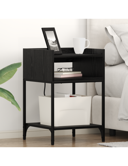 Armadio da Notte Rovere nero 40 x 40 x 61 cm Legno multistrato