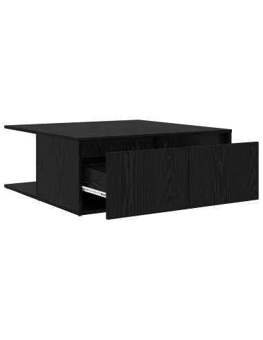 Tavolino da salotto con cassetto Rovere nero 80 x 80 x 31 cm