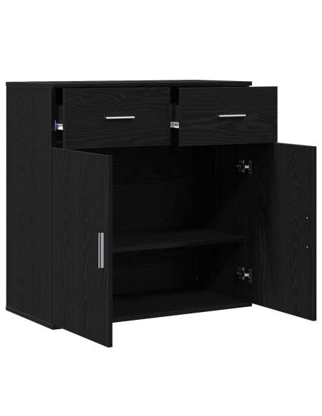 Credenza Rovere Nero 78 x 38 x 80 cm Legno multistrato