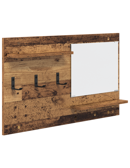 Appendiabiti a muro con specchio Legno vecchio 90 x 10 x 50 cm