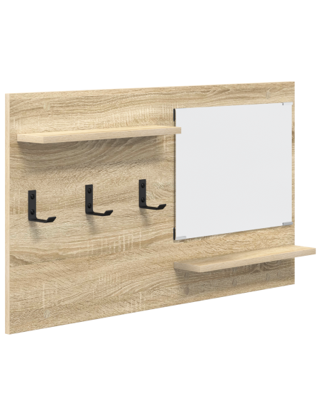 Appendiabiti a muro con specchio Rovere Sonoma 90 x 10 x 50 cm