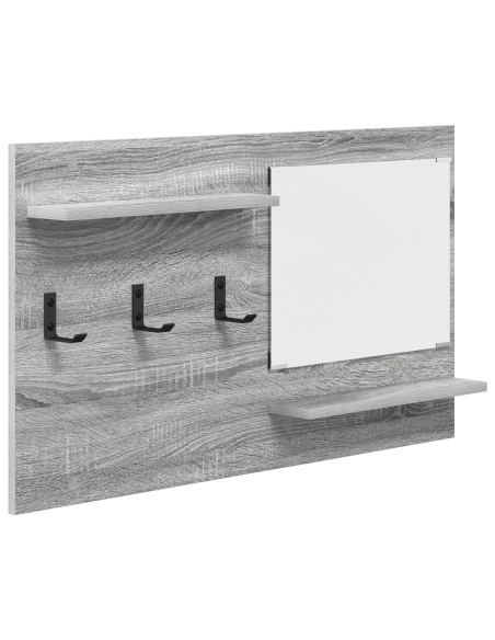 Appendiabiti a muro con specchio Grigio Sonoma 90 x 10 x 50 cm
