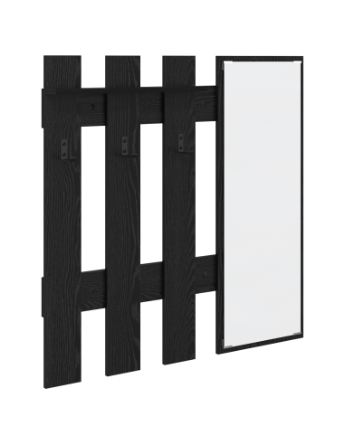 Appendiabiti a muro con specchio Rovere Nero 100 x 10 x 100 cm