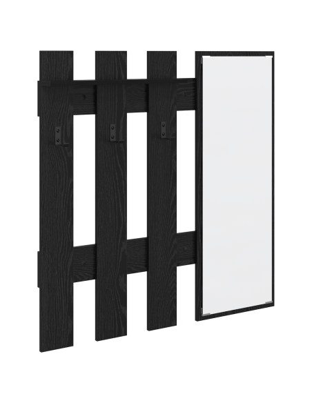 Appendiabiti a muro con specchio Rovere Nero 100 x 10 x 100 cm