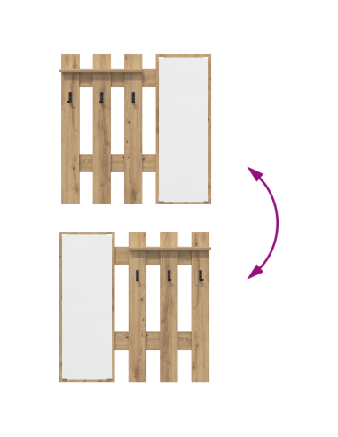 Appendiabiti a muro Rovere artigianale 100 x 10 x 100 cm