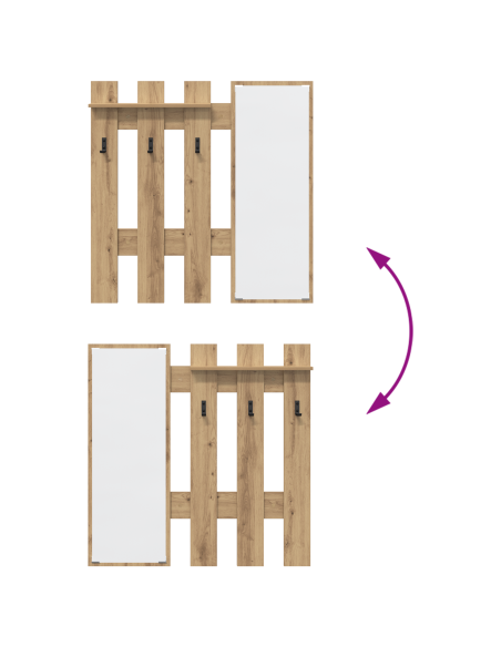 Appendiabiti a muro Rovere artigianale 100 x 10 x 100 cm