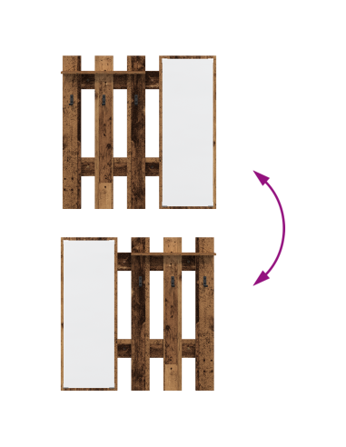 Appendiabiti a muro Legno vecchio 100 x 10 x 100 cm
