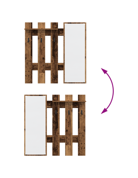 Appendiabiti a muro Legno vecchio 100 x 10 x 100 cm