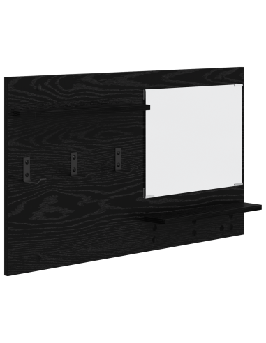 Appendiabiti a muro con lo scaffale Rovere Nero 90 x 10 x 50 cm