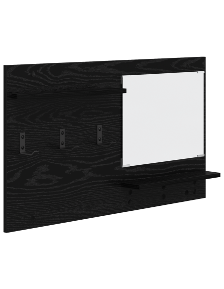 Appendiabiti a muro con lo scaffale Rovere Nero 90 x 10 x 50 cm