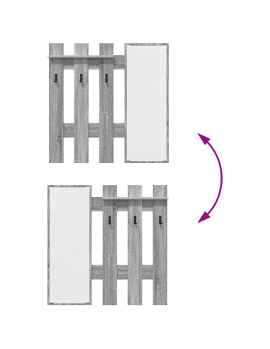 Appendiabiti a muro Grigio Sonoma 100 x 10 x 100 cm