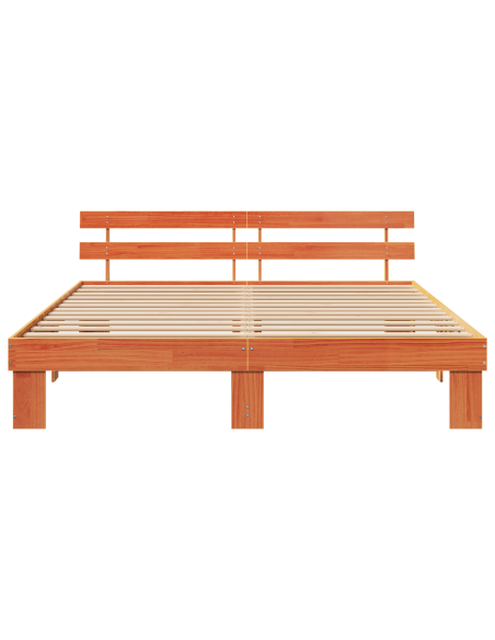 Struttura Letto con Testiera Marrone 180x200 cm in Legno Massello di Pino