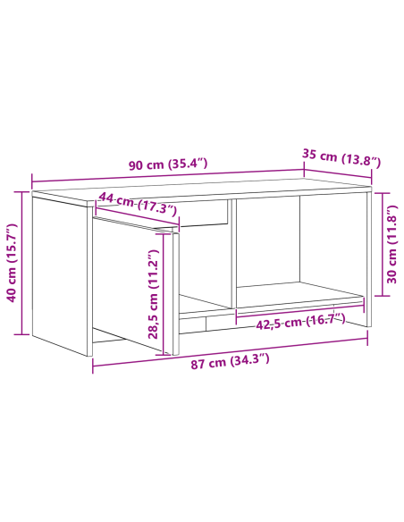 Set mobile TV Rovere Nero 90 x 35 x 40 cm Legno multistrato