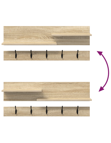 Appendiabiti a muro Rovere Sonoma 90 x 15 x 36 cm