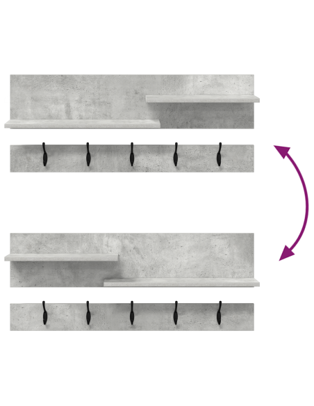 Appendiabiti a muro Grigio cemento 90 x 15 x 36 cm