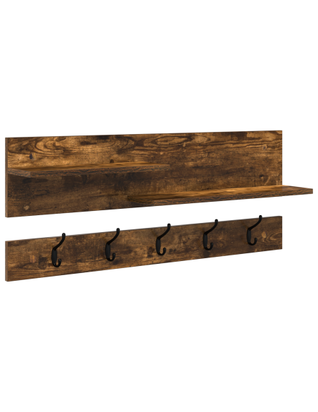 Appendiabiti a muro con lo scaffale Rovere fumo 90 x 15 x 36 cm