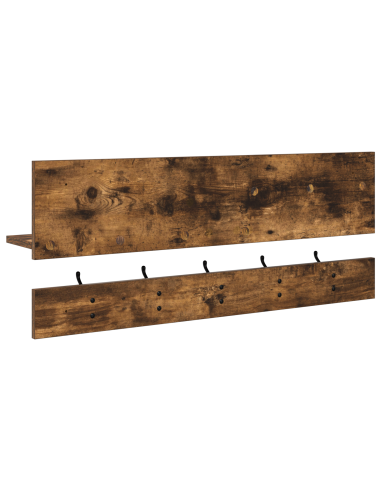 Appendiabiti a muro con lo scaffale Rovere fumé 90 x 15 x 36 cm