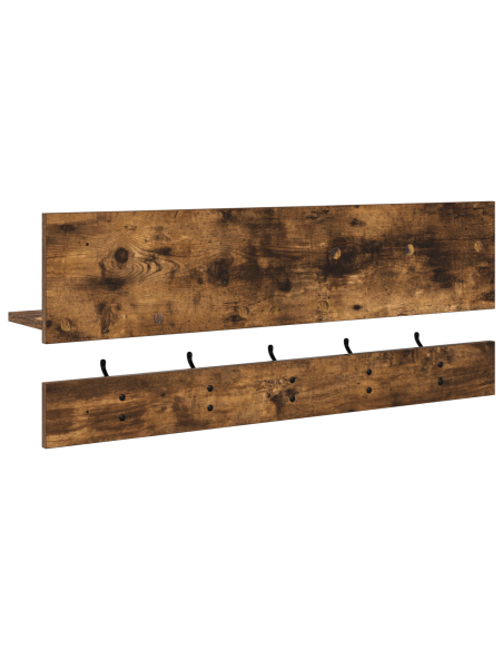 Appendiabiti a muro con lo scaffale Rovere fumé 90 x 15 x 36 cm