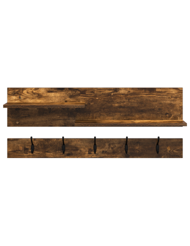 Appendiabiti a muro con lo scaffale Rovere fumé 90 x 15 x 36 cm