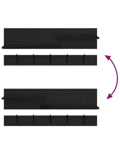 Appendiabiti a muro con lo scaffale Rovere Nero 90 x 15 x 36 cm 2