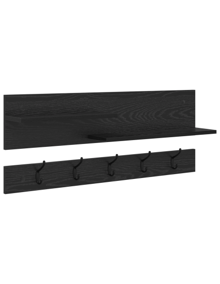 Appendiabiti a muro con lo scaffale Rovere nero 90 x 15 x 36 cm