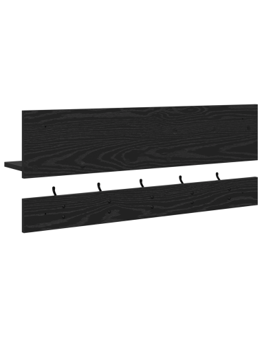 Appendiabiti a muro con lo scaffale Rovere Nero 90 x 15 x 36 cm